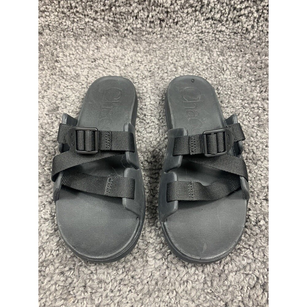 Chaco Chillos Kids Sandals Slides All Black Performance Buckle Youth Sz 6